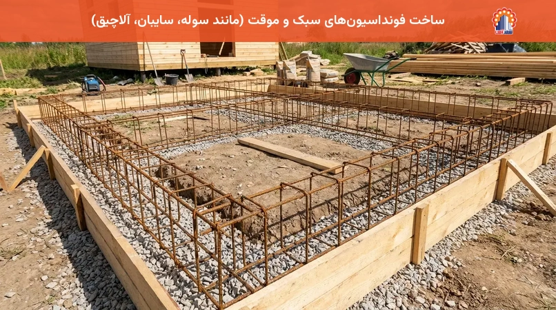 ساخت فونداسیون‌های سبک و موقت (مانند سوله، سایبان، آلاچیق)