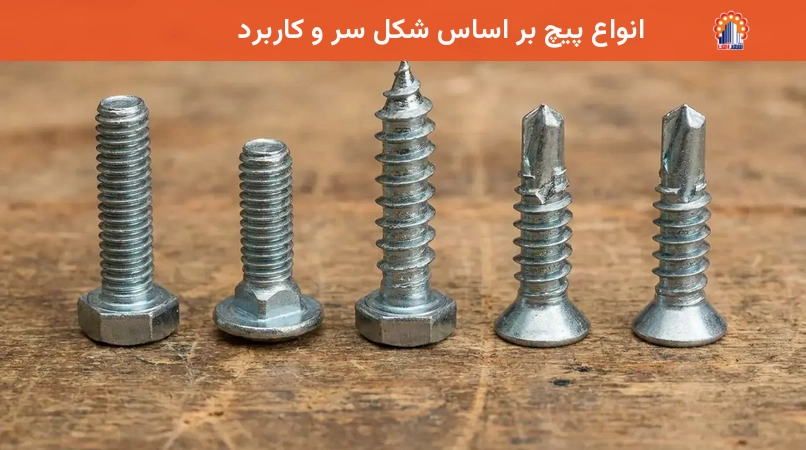 انواع پیچ بر اساس شکل سر و کاربرد