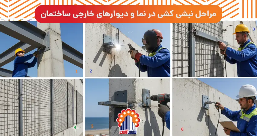 مراحل نبشی کشی در نما و دیوارهای خارجی