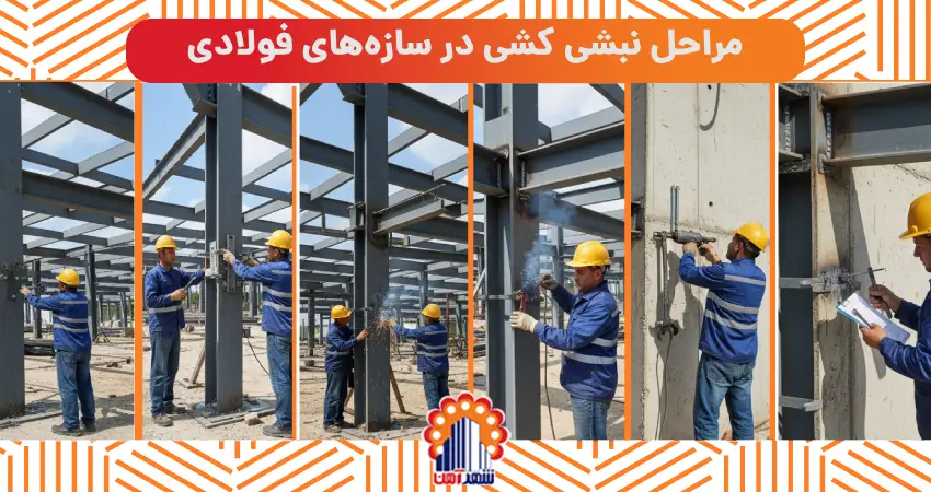 مراحل نبشی کشی در سازهع های فولادی