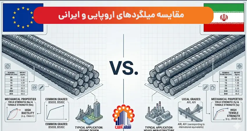 مقایسه میلگردهای اروپایی و ایرانی
