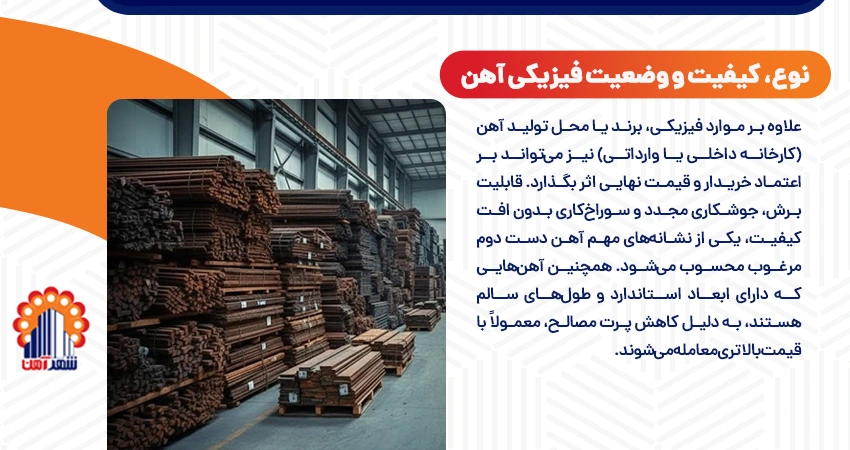 نوع، کیفیت و وضعیت فیزیکی آهن