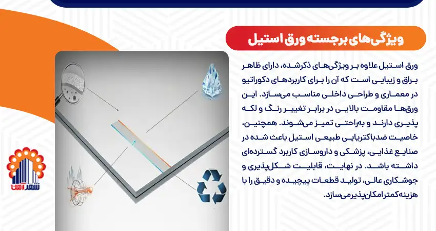 خواص و ویژگی های برجسته ورق استیل