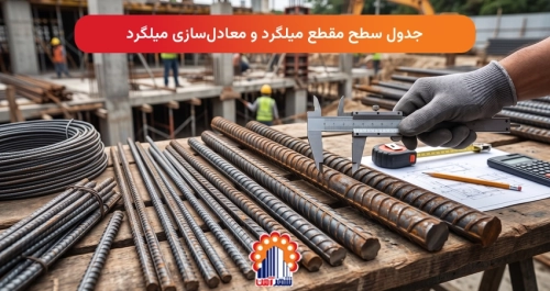 جدول سطح مقطع میلگرد و معادل‌سازی میلگرد